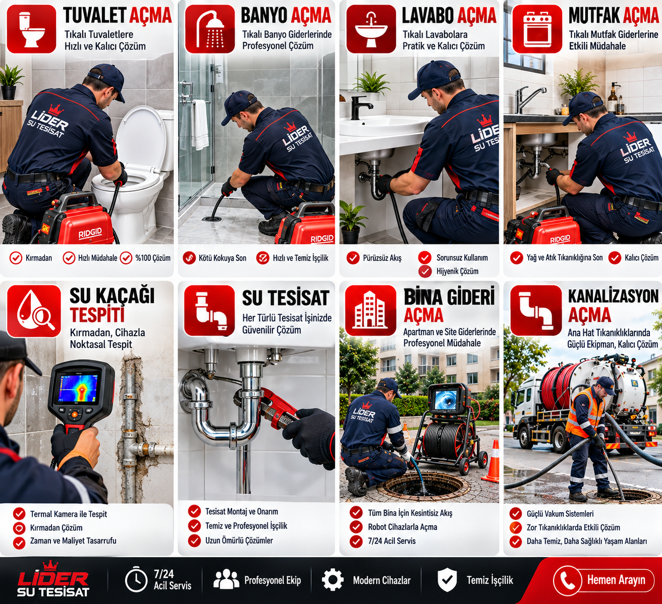 7/24 Su Tesisat ve Gider Açma Hizmetleri
